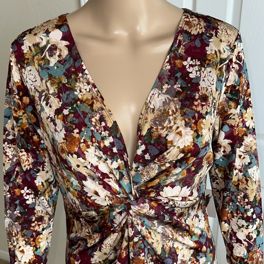 New with tag FOREVER 21 Multicolor Floral Long Sleeve Dress Size XL. - Picture 4 of 15